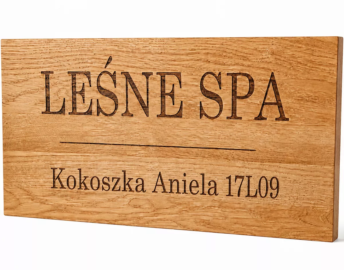 Tabliczka adresowa dębowa Driftwood grawerowana w drewnie 20 cm na 40 cm