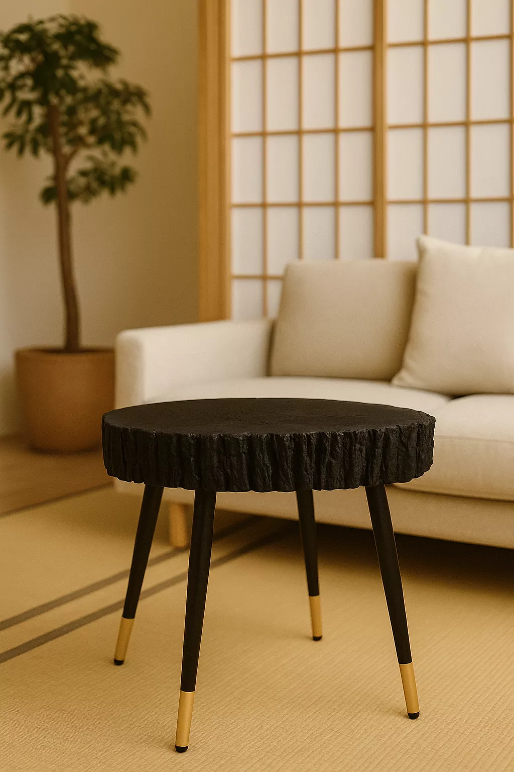 Stolik kawowy opalany Shou Sugi Ban Driftwood