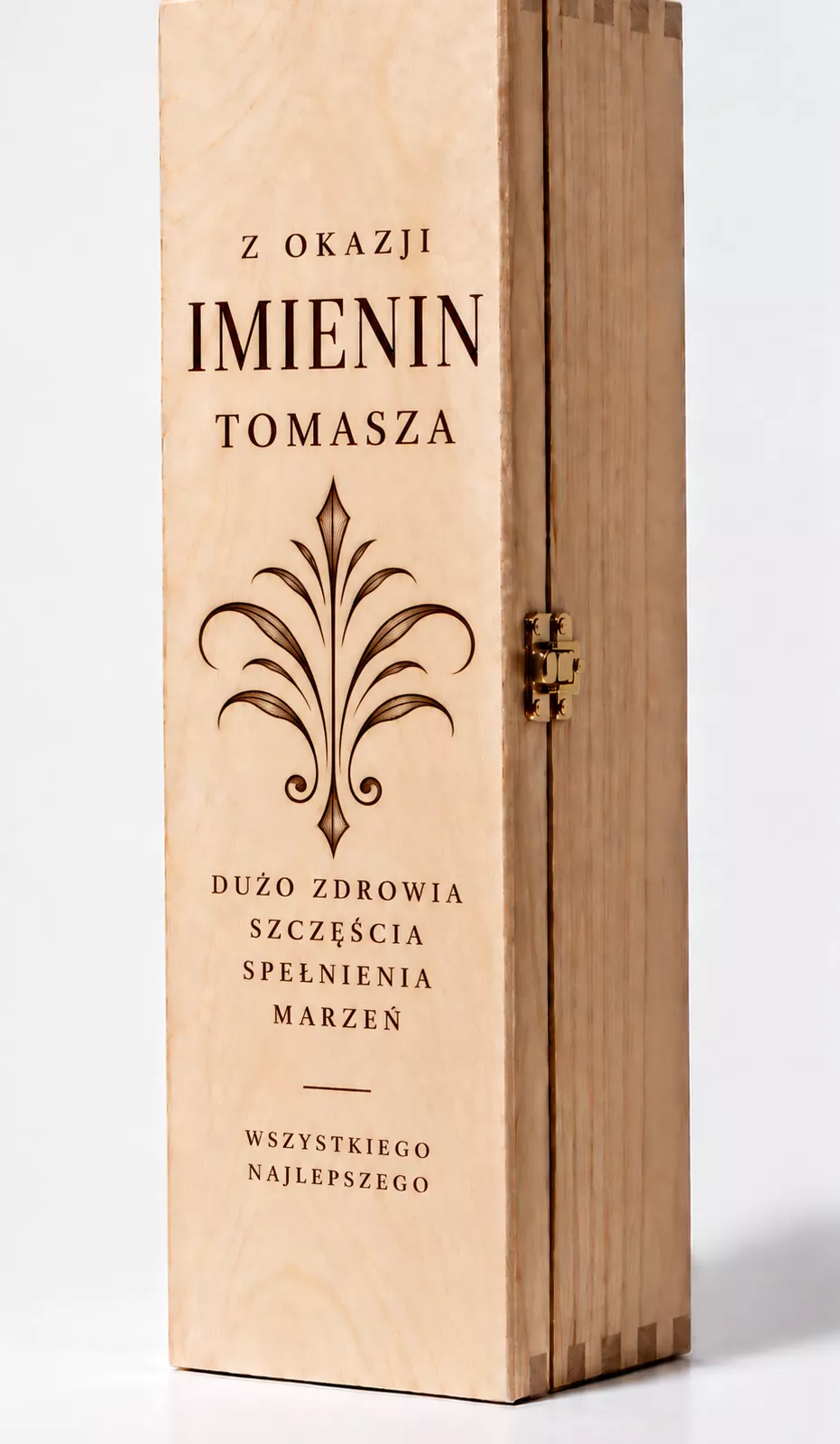 Drewniane pudełko na alkohol eleganckie imieniny grawer personalizacja