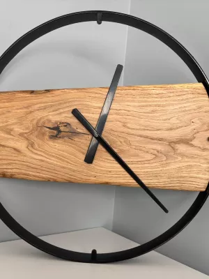 Drewniany zegar ścienny w metalowej ramie Driftwood nr 2