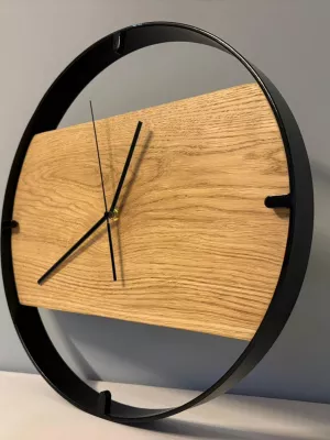 Drewniany zegar ścienny w metalowej ramie Driftwood