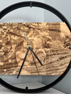 Drewniany zegar ścienny w metalowej ramie Driftwood nr 5