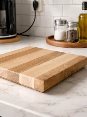 Deska do krojenia klejona z buku i dębu mała - Driftwood premium 2 grawer