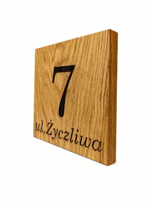 Tabliczka adresowa Driftwood grawerowana w drewnie 20 cm na 20 cm