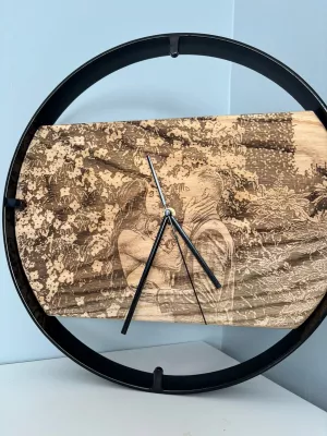 Drewniany zegar ścienny w metalowej ramie Driftwood nr 5