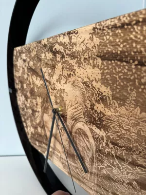 Drewniany zegar ścienny w metalowej ramie Driftwood nr 5