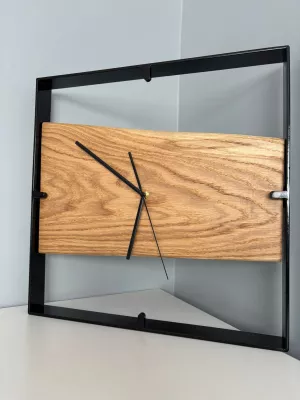 Drewniany zegar ścienny w metalowej ramie Driftwood nr 3