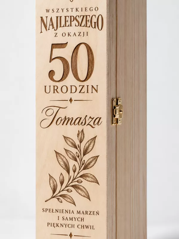 Produkt Drewniana skrzynka pudełko na alkohol na urodziny 18 20 30 40 50 60 Zdjęcie