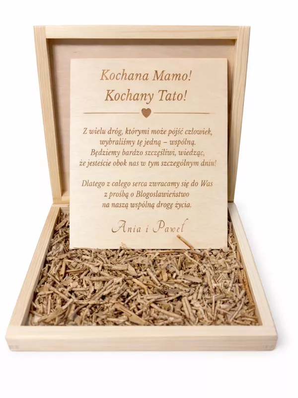 Produkt Pudełko grawerowane z prośbą o błogosławieństwo Zdjęcie