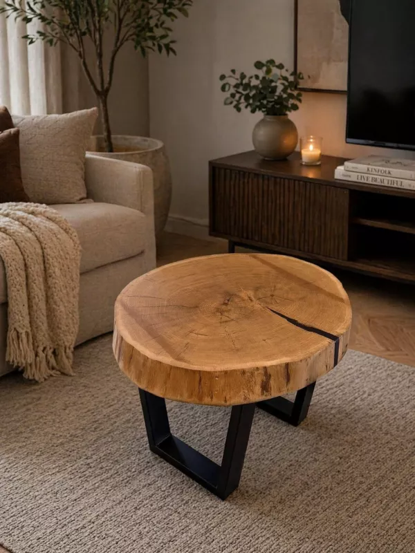 Produkt Stolik kawowy dębowy - plaster dębowy Driftwood Zdjęcie