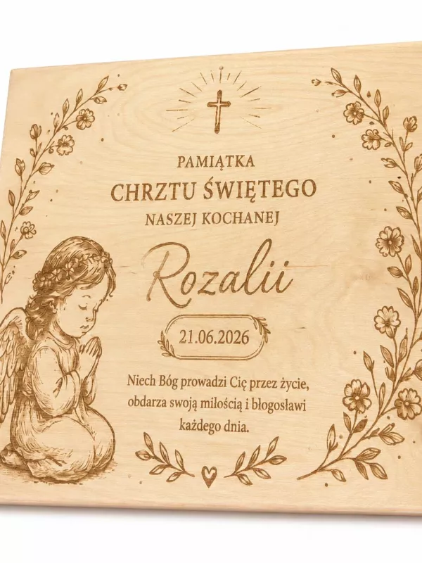 Produkt Pudełko drewniane na chrzest , pamiątka , grawer , personalizacja 16 na 16 cm Zdjęcie
