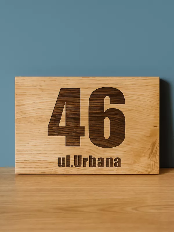 Produkt Tablica dębowa z adresem grawerowana Zdjęcie